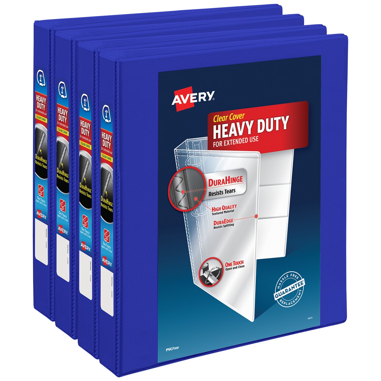 Avery Heavy-Duty View 3 Ring Binder, 1" One Touch Slant Rings (Pack of 4)
